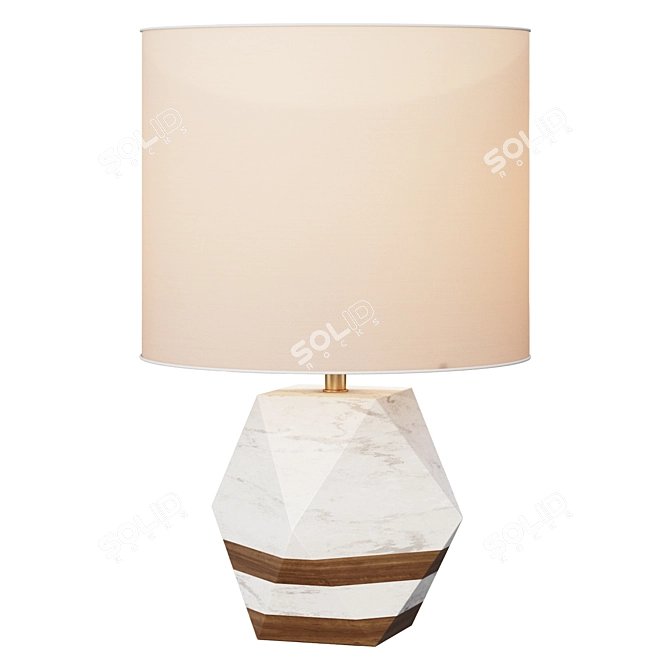 Modern Marble and Wood Table Lamp 3D model image 1