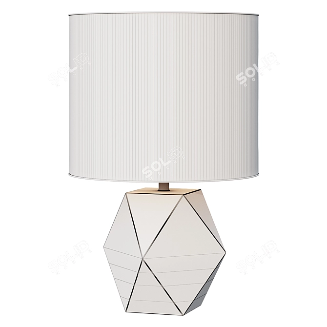 Modern Marble and Wood Table Lamp 3D model image 2