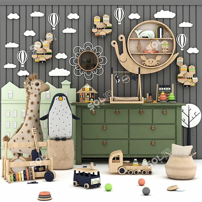 Playful Set: Toys and Furniture 3D model image 1