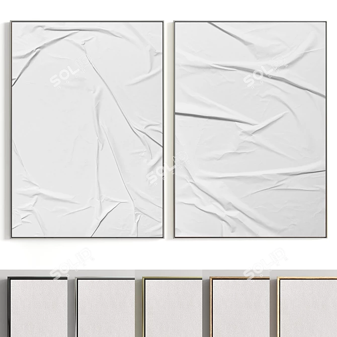  Plaster Frame Set: 2 Paintings, 5 Materials 3D model image 1