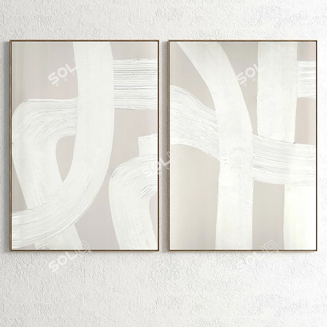 Plaster Dual Photo Frame - Set of 2 Paintings 3D model image 2