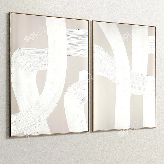 Plaster Dual Photo Frame - Set of 2 Paintings 3D model image 4