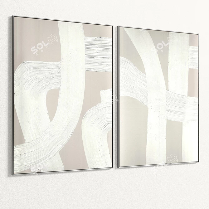 Plaster Dual Photo Frame - Set of 2 Paintings 3D model image 5