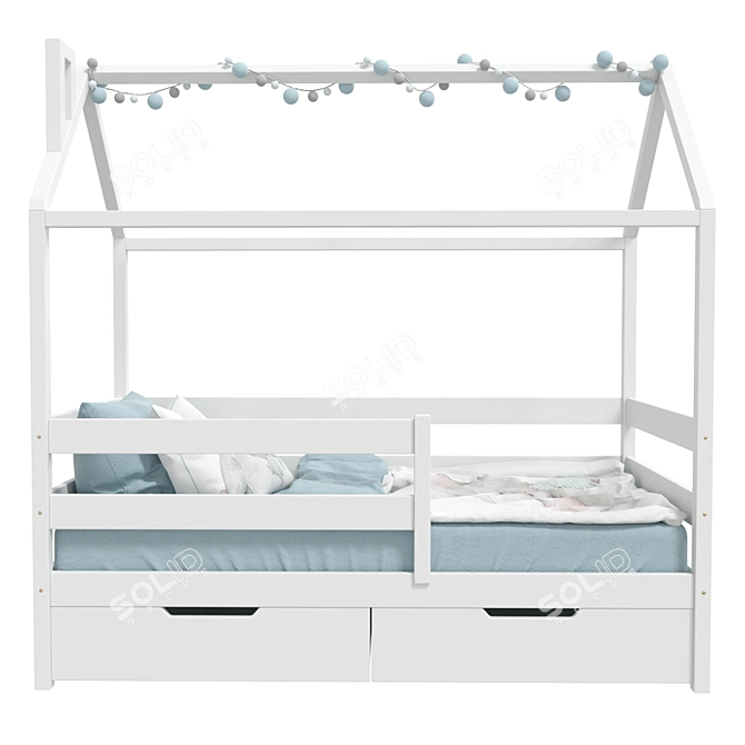 Ecodrev Blue Textile Bed-House 3D model image 2
