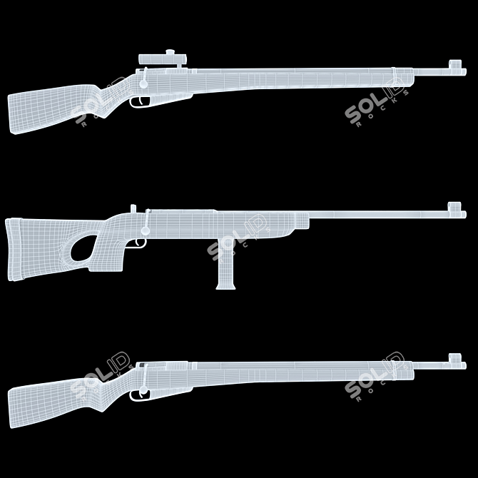 Vintage Rifle 3 - 2016 Edition 3D model image 4