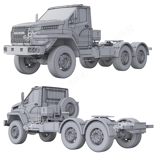 URAL NEXT Chassis: Heavy-duty, High-Performance Platform 3D model image 5