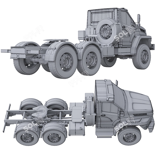 URAL NEXT Chassis: Heavy-duty, High-Performance Platform 3D model image 6