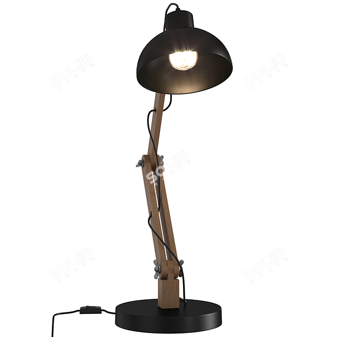 Industrial Metal Wood Table Lamp 3D model image 3