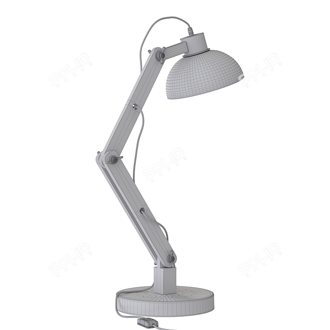 Industrial Metal Wood Table Lamp 3D model image 5