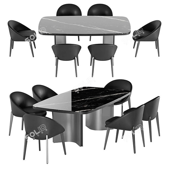 Elegant Minotti Dining Set 3D model image 2