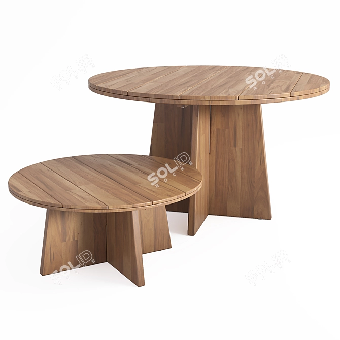 Elegant Acacia Garden Table 3D model image 1