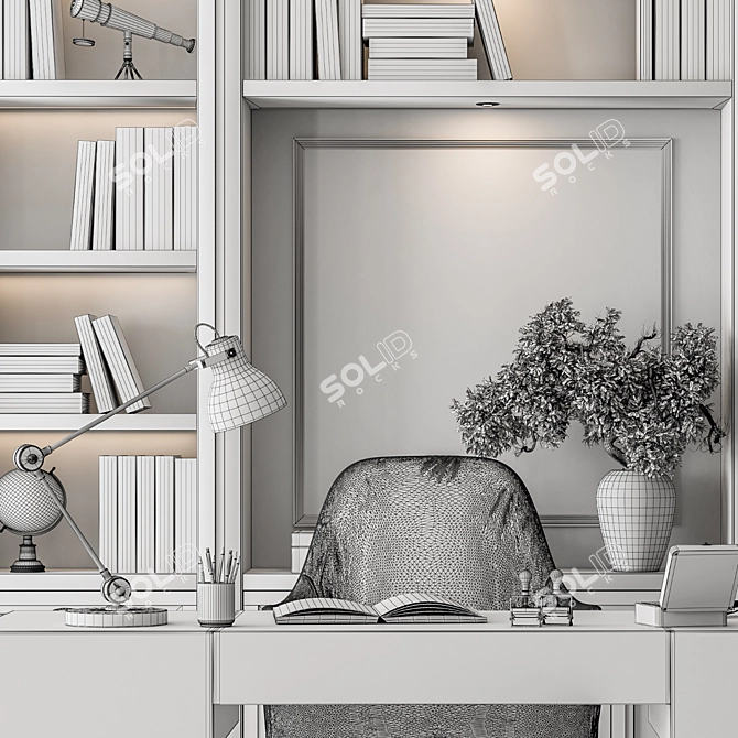 Elegant Boss Wood Desk Set 3D model image 7