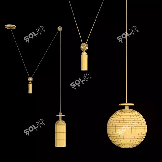 Modern Pendant Light - Globe&Cylinder 3D model image 2