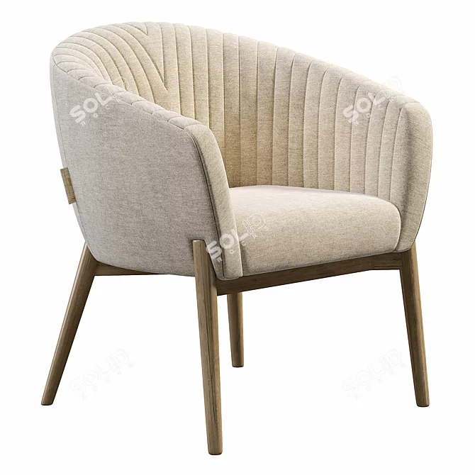 Channeled Back Upholstered Armchair 3D model image 1