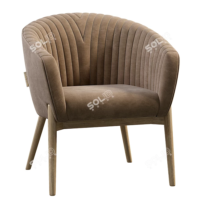 Channeled Back Upholstered Armchair 3D model image 3