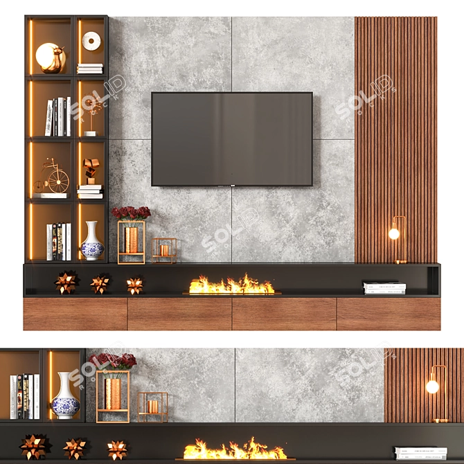 Sleek TV Wall Unit - 2015 Design 3D model image 1