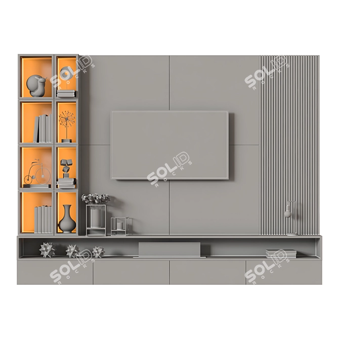 Sleek TV Wall Unit - 2015 Design 3D model image 3