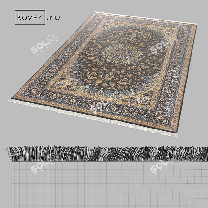 QOM IR Traditional Floral Silk Rug 3D model image 2