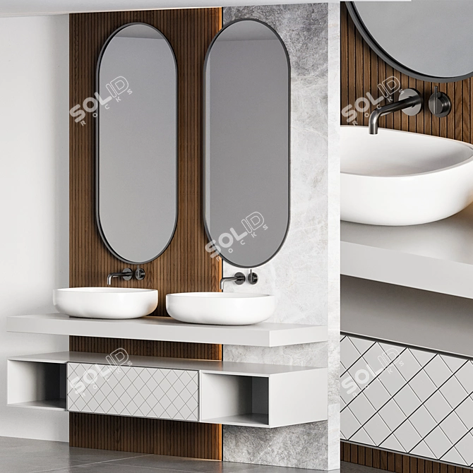 Modern Bathroom Furniture Set 3D model image 2