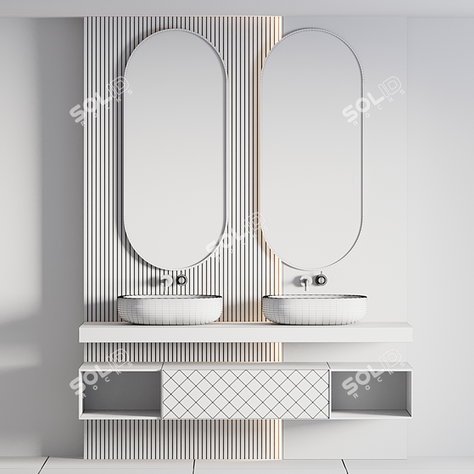 Modern Bathroom Furniture Set 3D model image 4