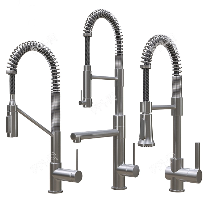  Versatile Kitchen Faucet: 5 Material Options 3D model image 3