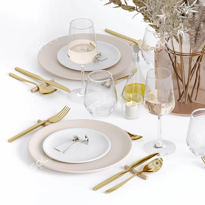 Modern Tableware Set: High-Quality 3D Models 3D model image 3