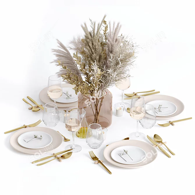 Modern Tableware Set: High-Quality 3D Models 3D model image 5