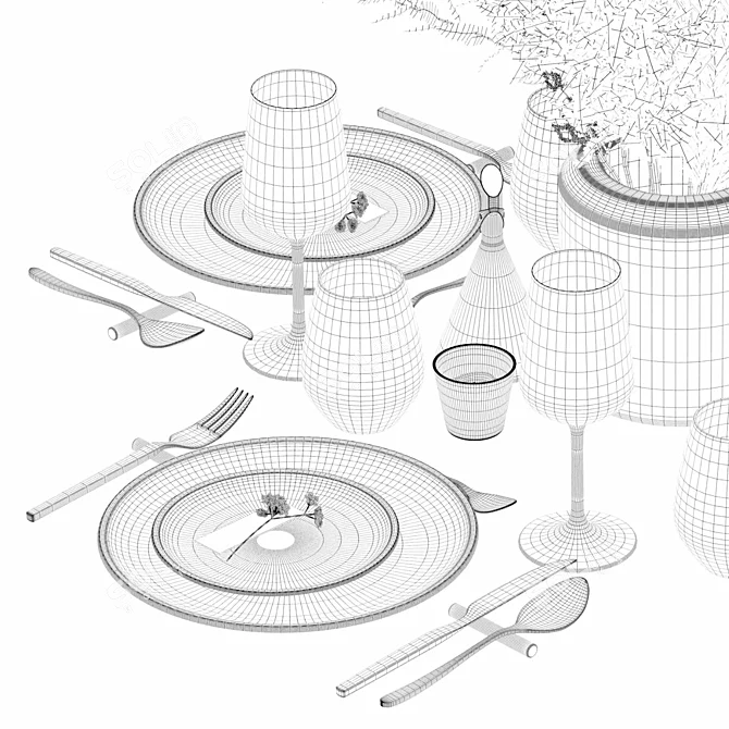 Modern Tableware Set: High-Quality 3D Models 3D model image 7