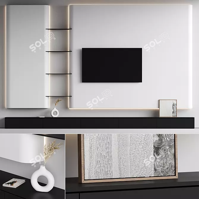 Sleek TV Wall Mount 3D model image 1