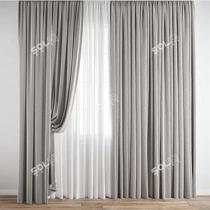 Elegant Polygonal Curtain 3D model image 1