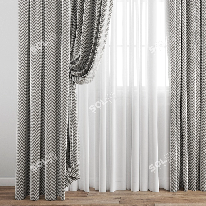 Elegant Polygonal Curtain 3D model image 2