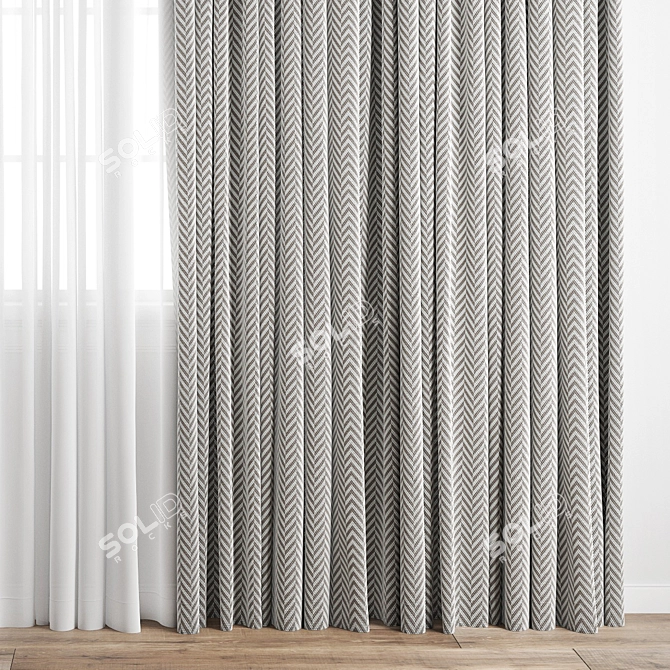 Elegant Polygonal Curtain 3D model image 3