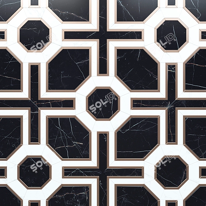 Madique Marble Floor Mosaic 3D model image 3