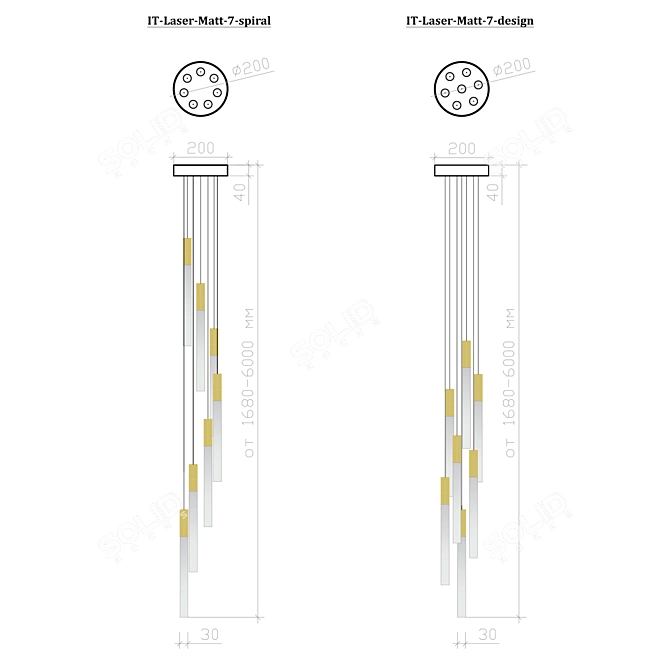 Modern Spiral Pendant Lamp - IT-Laser Bubbles 3D model image 6