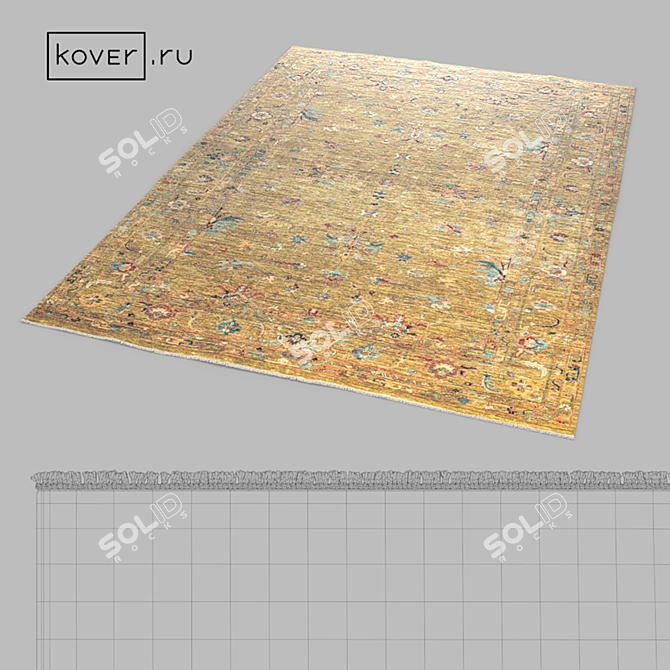 Ethnic Floral Carpet: "SULTAN R" GRN-GRN 3D model image 2