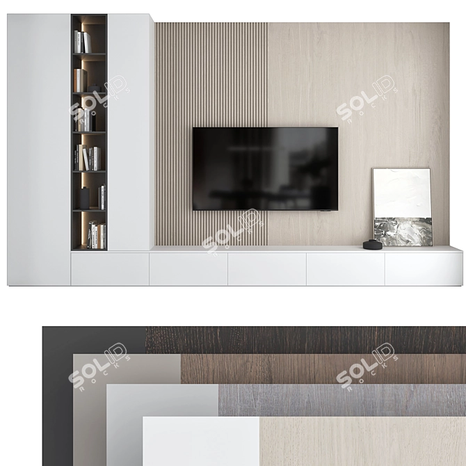 Title: Samsung AU8000 Crystal UHD 4K TV Wall Set 3D model image 1