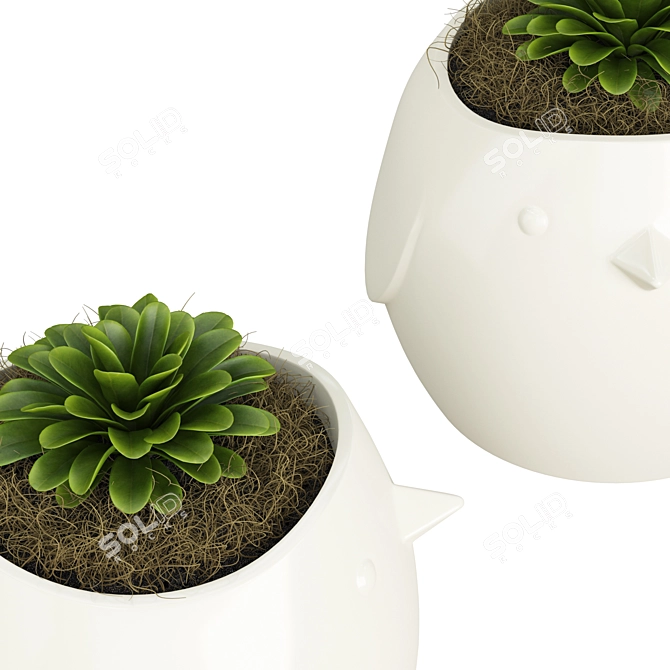 Bird Pot Plants: Beautiful Greenery in Stylish Pots 3D model image 3