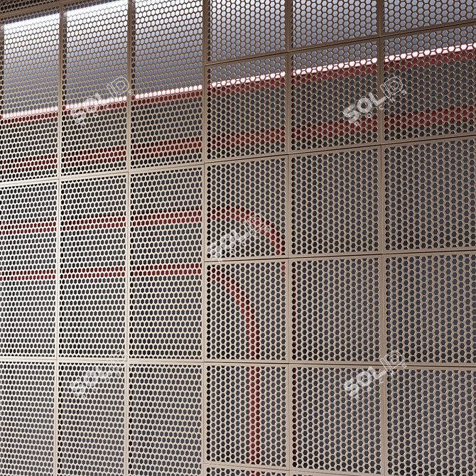 Perforated Metal Decor Panels 3D model image 2