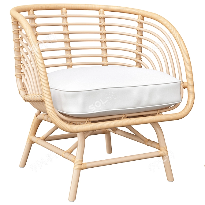 Buskbo Rattan Armchair - Stylish and Sustainable Seating 3D model image 1