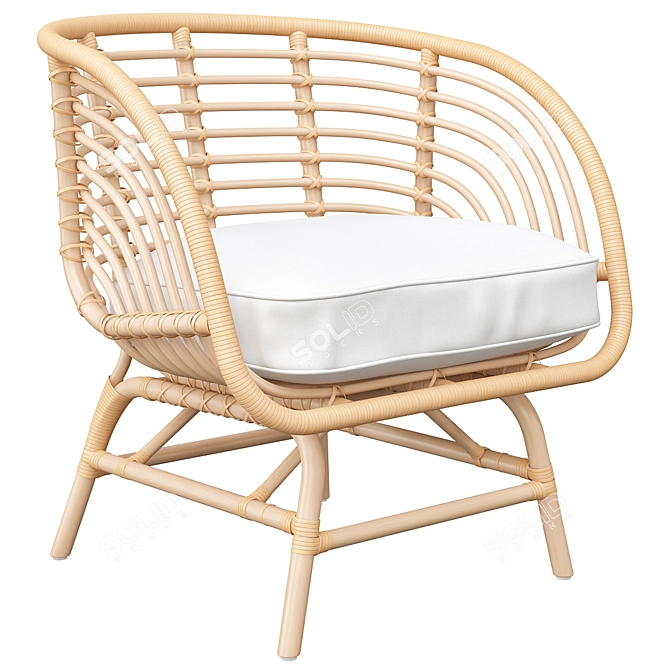 Buskbo Rattan Armchair - Stylish and Sustainable Seating 3D model image 2