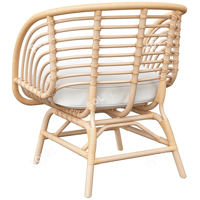 Buskbo Rattan Armchair - Stylish and Sustainable Seating 3D model image 3