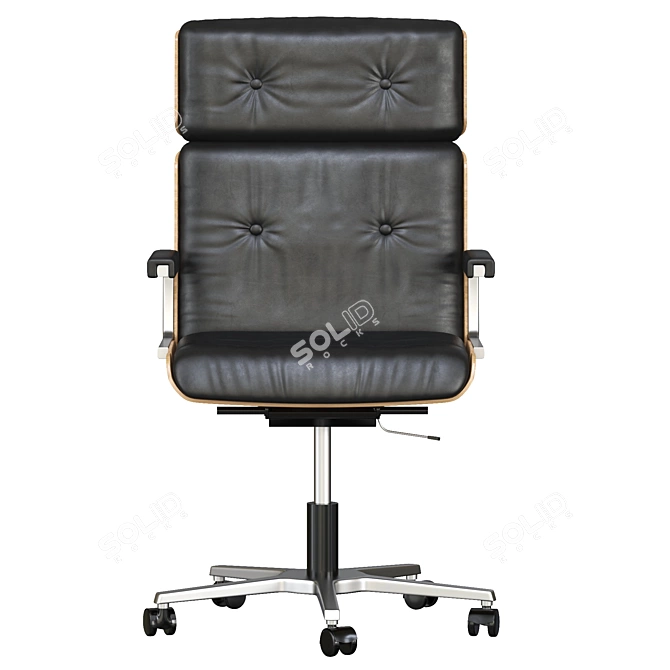 Sleek Black Leather Giroflex Swivel Chair 3D model image 2