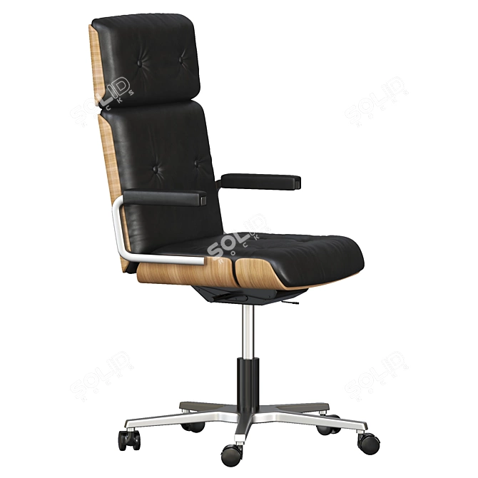 Sleek Black Leather Giroflex Swivel Chair 3D model image 3