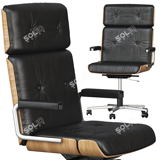 Sleek Black Leather Giroflex Swivel Chair 3D model image 5