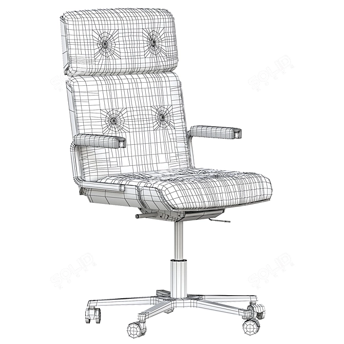 Sleek Black Leather Giroflex Swivel Chair 3D model image 6