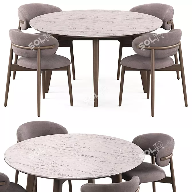 Elegant Dinning Set with Calligaris Oleandro Chairs & Abrey Marble Table 3D model image 1