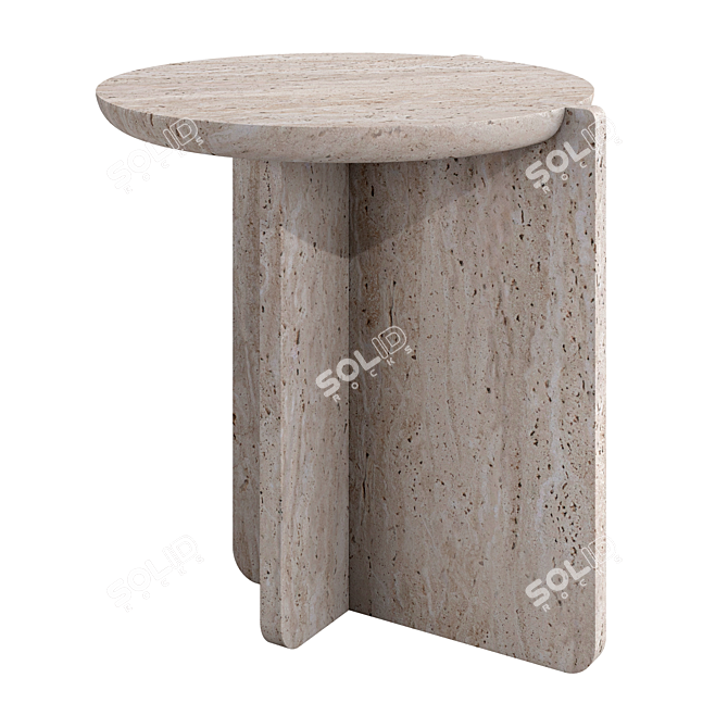 Elevate your space with the Notch Travertine Side Table 3D model image 1