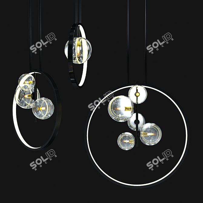 Elegant Iona Ring Pendant Light 3D model image 3