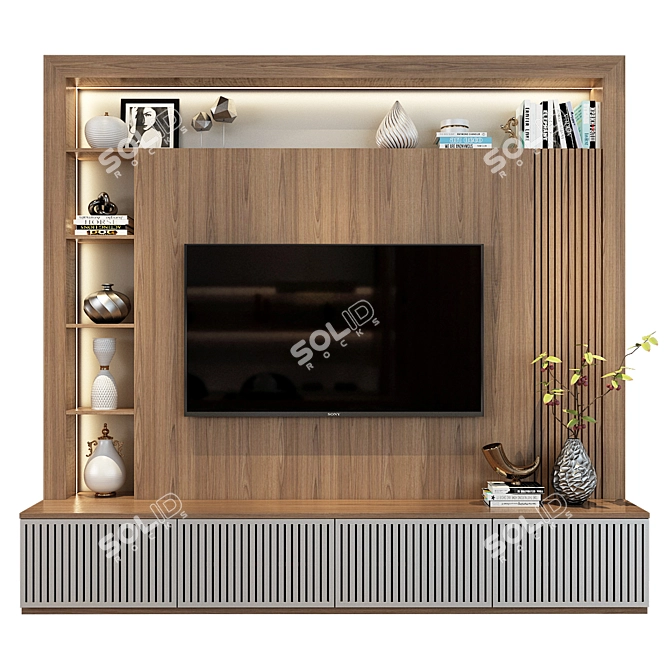  Modern TV Wall Set 102: Stylish & Versatile Design 3D model image 1