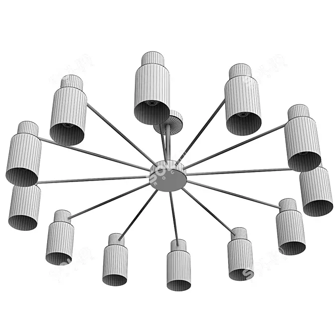 Urban Loft 12-Light Ceiling Chandelier 3D model image 2
